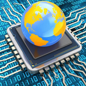 Mini globe sitting on top of a computer chip