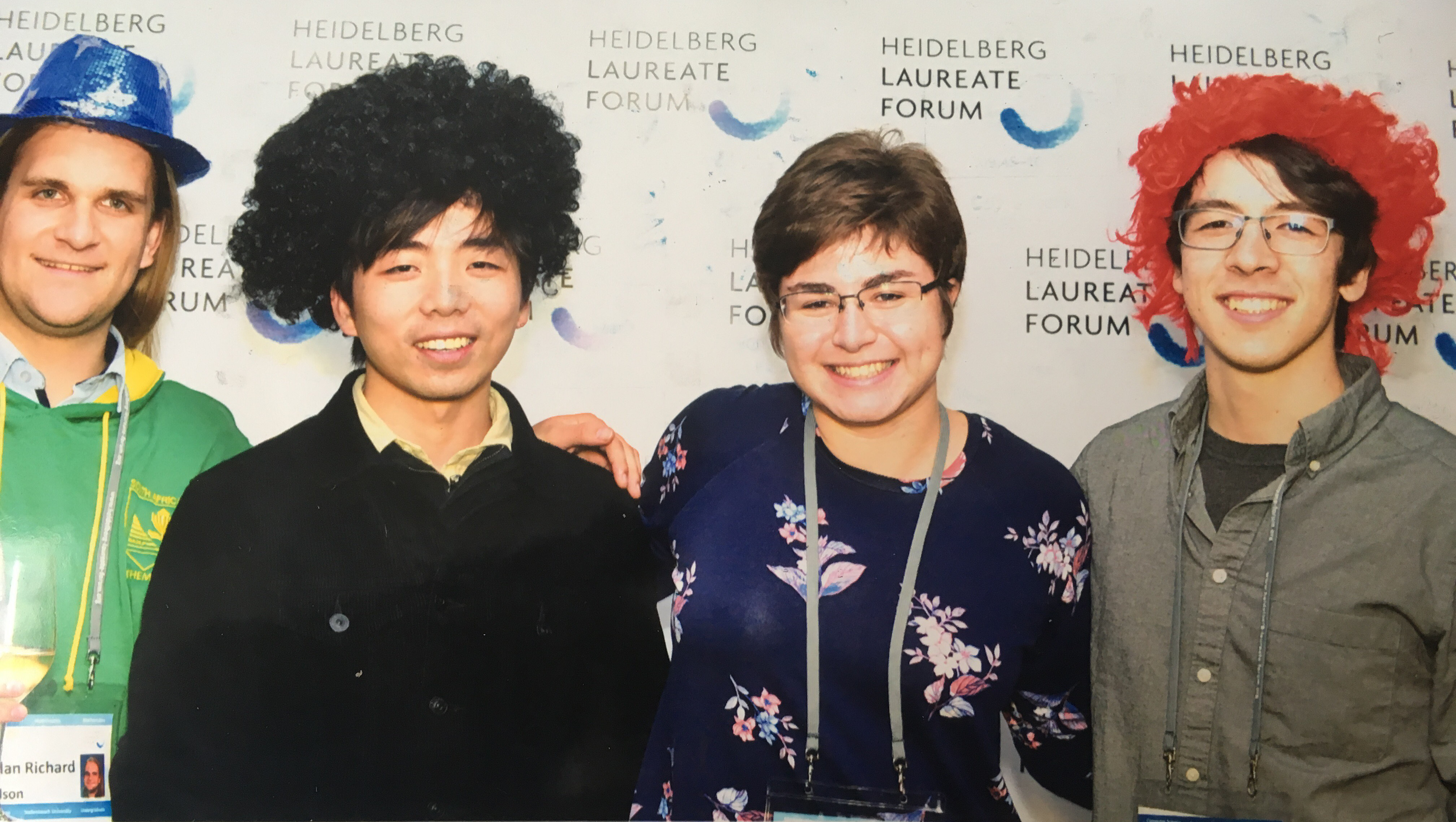 Gene Kim (far right) and three other young researchers at the HLF