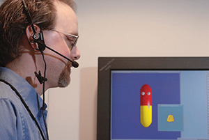 George Ferguson interacts with home medication advisor using natural language.