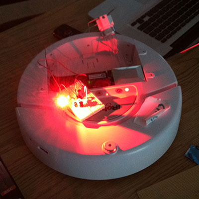 A glowing robot.