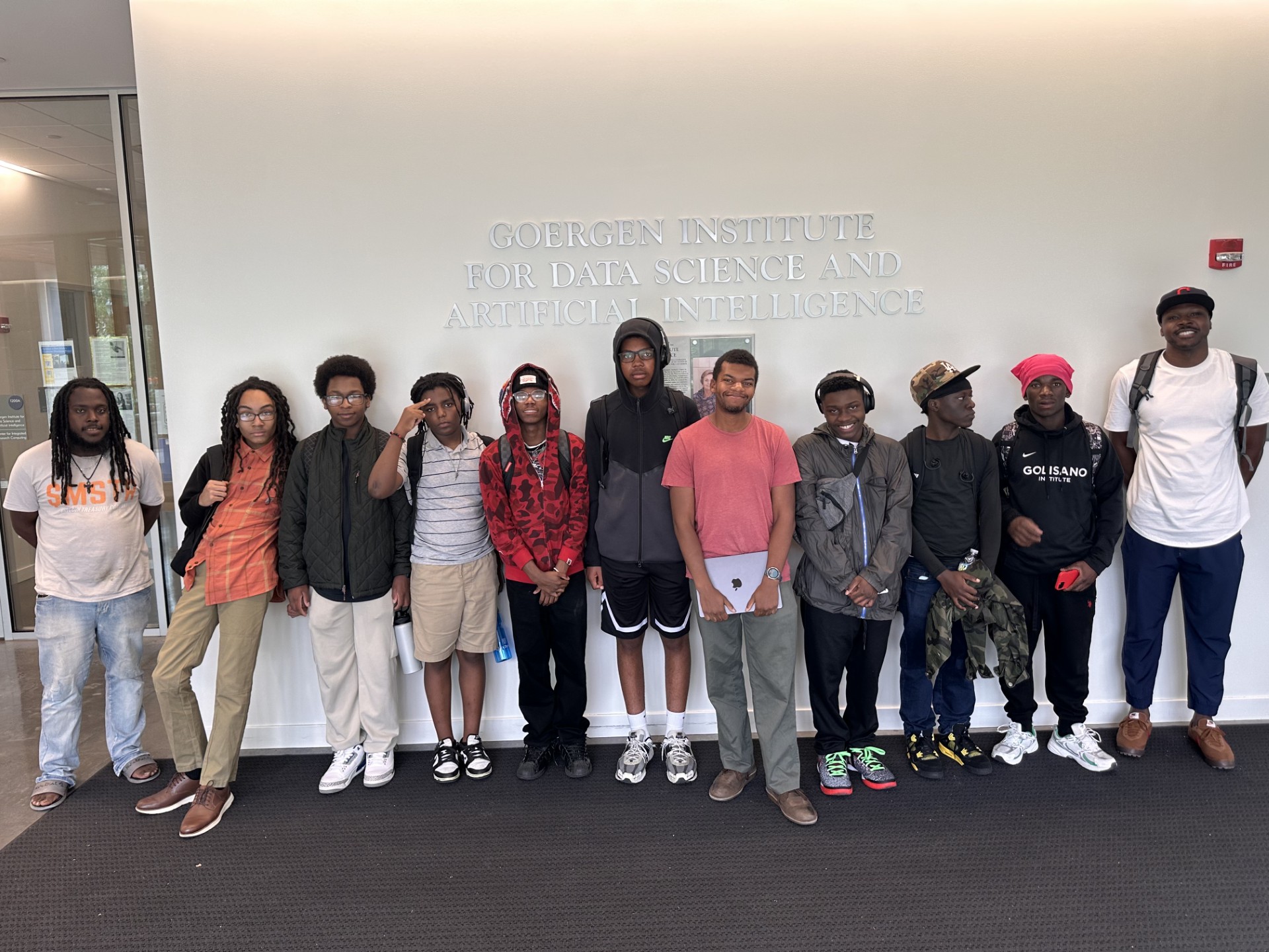 Secondary students with James Spann (5th from right)