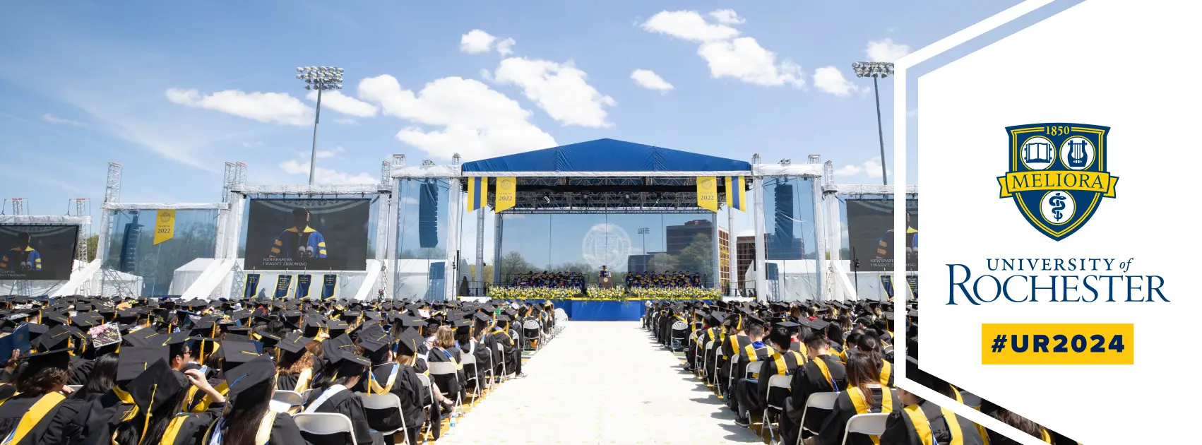Commencement stage viewed from crowd