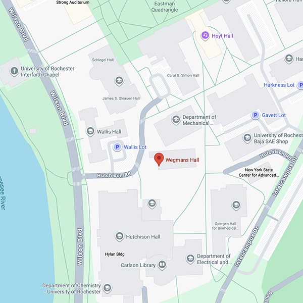 A map of River Campus showing Wegmans Hall.