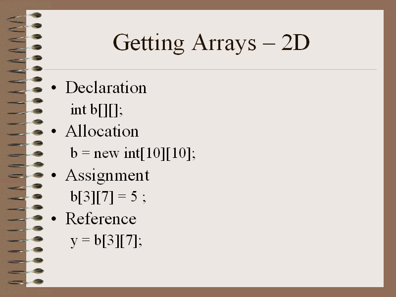 Getting Arrays – 2D